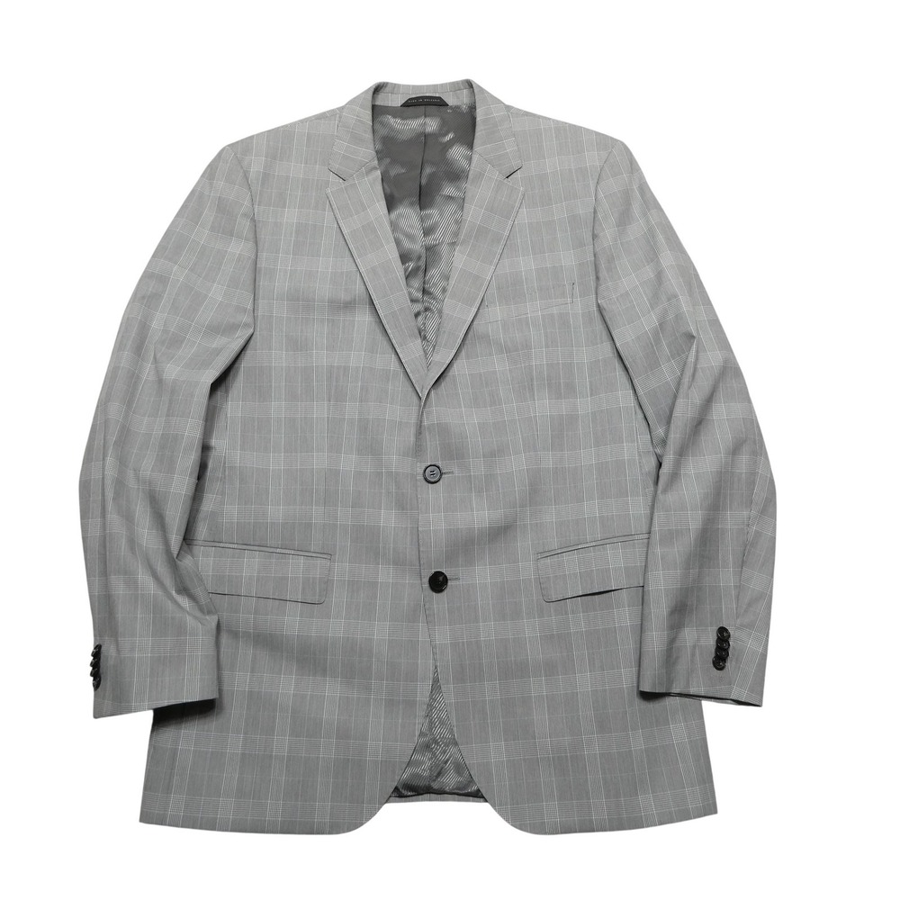 Hugo Boss BOSS Blazer Mens 42L 52 Gray Plaid Stretch Suit Jacket‎ The James3